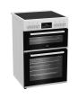 Beko EDC6731W 60cm Double Oven Electric Cooker with Vitroceramic Hob - White