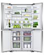 F&P RF605QNUVX1 90.5cm Quad Door Frost Free Fridge Freezer - Stainless Steel