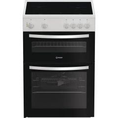 Indesit ITE6VMW 60cm Electric Double Oven Cooker w/ Ceramic Hob