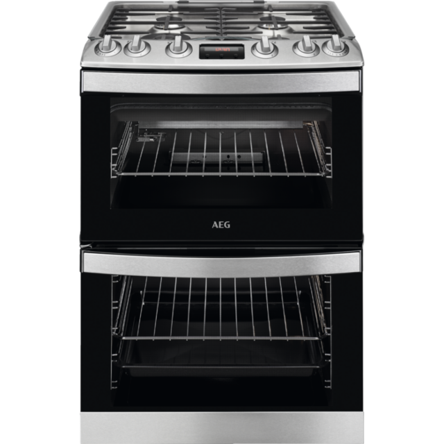 AEG CGB6130ACM 60cm Double Oven Gas Cooker with Induction Hob - Stainless