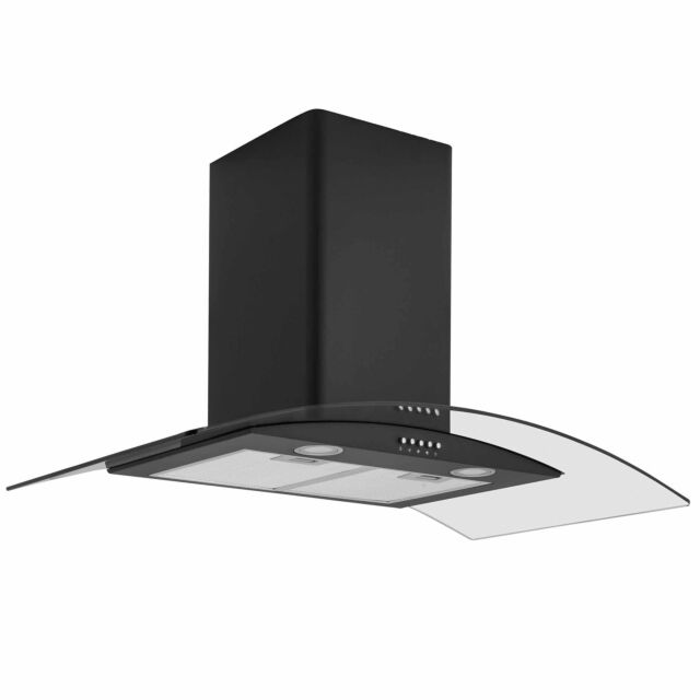 Caple CGC911BK 90Cm Curved Black Glass