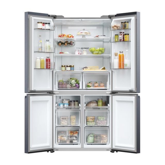 Haier HCR5919ENMB Multi Door Fridge Freezer Cube 90 Series 5, No Frost, Brushed Black
