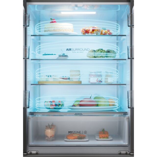 Haier HFR3718ENMD 70cm 60/40 Total No Frost Fridge Freezer - Dark Inox
