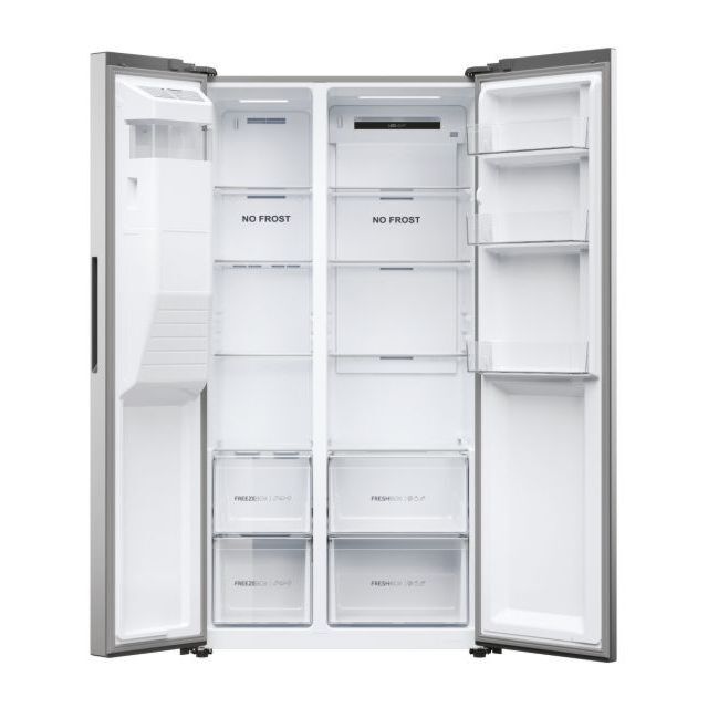 Haier HSR5918DIMP American Style Fridge Freezer, No Frost, Inox