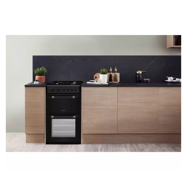 Hotpoint HD5G00KCB 50cm Twin Cavity Gas Cooker - Black