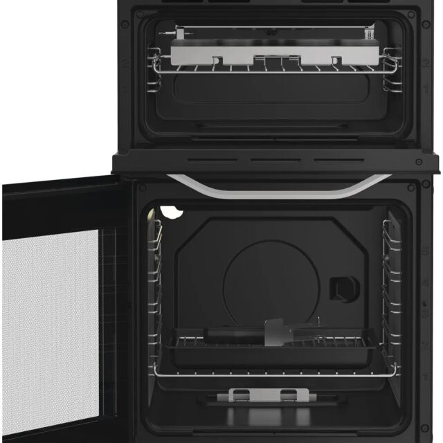 Hotpoint HTG5GCWL 50cm Gas Twin Cavity Cooker with Glass Lid