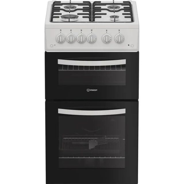Indesit ITG5GMW 50cm Twin Cavity Gas Cooker
