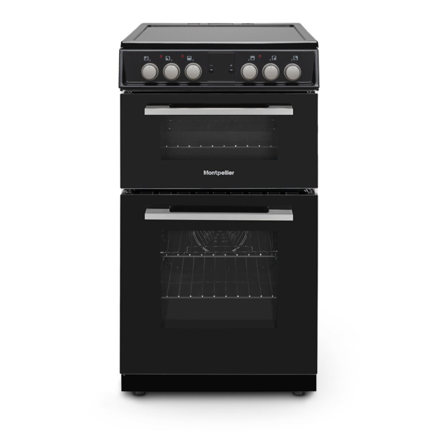 Montpellier MDOC50FK 50cm Double Oven Electric Cooker with Ceramic Hob - Black