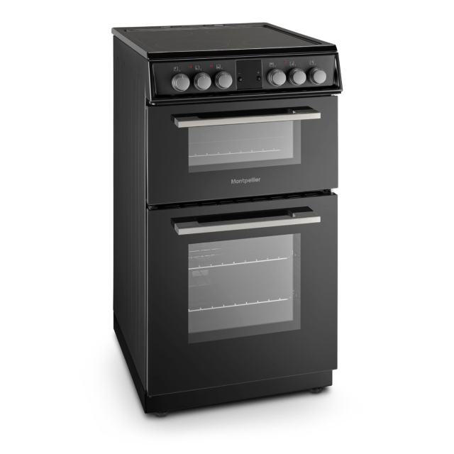 Montpellier MDOC50FK 50cm Double Oven Electric Cooker with Ceramic Hob - Black