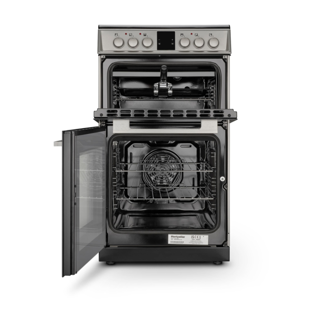Montpellier MDOC50FS 5cm Double Oven Electric Cooker with Ceramic Hob - Silver