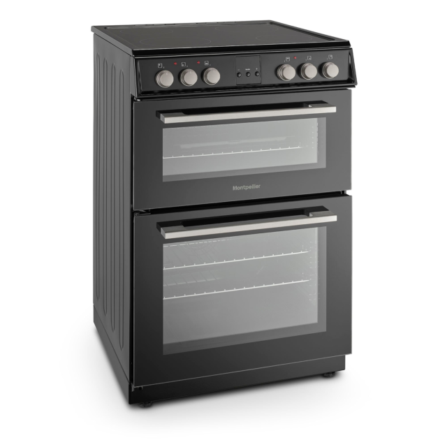 Montpellier MDOC60FK 60cm Double Oven Electric Cooker with Ceramic Hob - Black