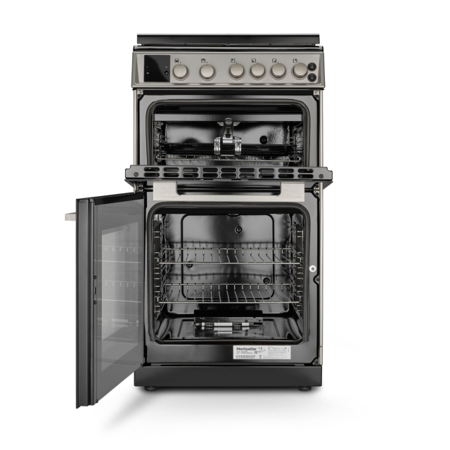 Montpellier MDOG50LS 50cm Double Oven Gas Cooker with Gas Hob - Silver
