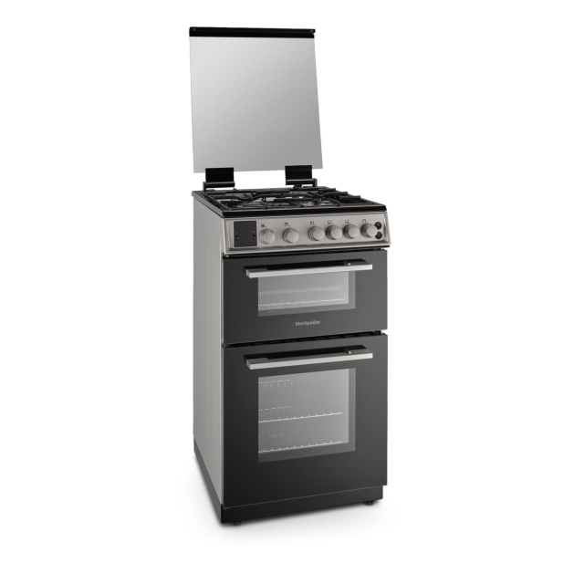Montpellier MDOG50LS 50cm Double Oven Gas Cooker with Gas Hob - Silver