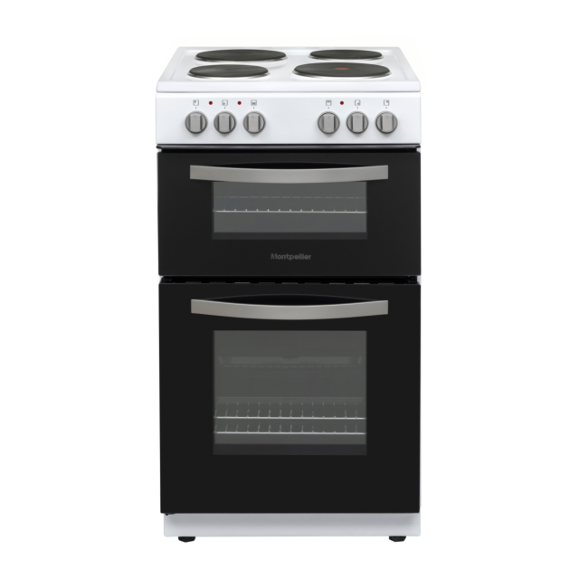 Montpellier MTCE50W Montpellier MTCE50W 50cm Twin Cavity Oven Electric Cooker with Solid Plate Hob -
