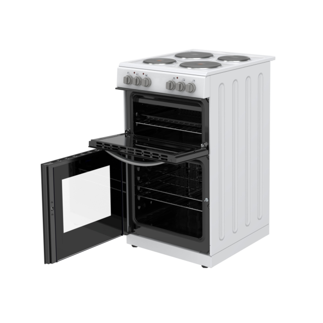 Montpellier MTCE50W Montpellier MTCE50W 50cm Twin Cavity Oven Electric Cooker with Solid Plate Hob -