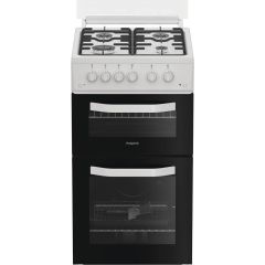 Hotpoint HTG5GCWL 50cm Gas Twin Cavity Cooker with Glass Lid